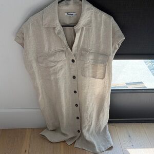 Madewell Light Tan Linen Shirt Size Medium